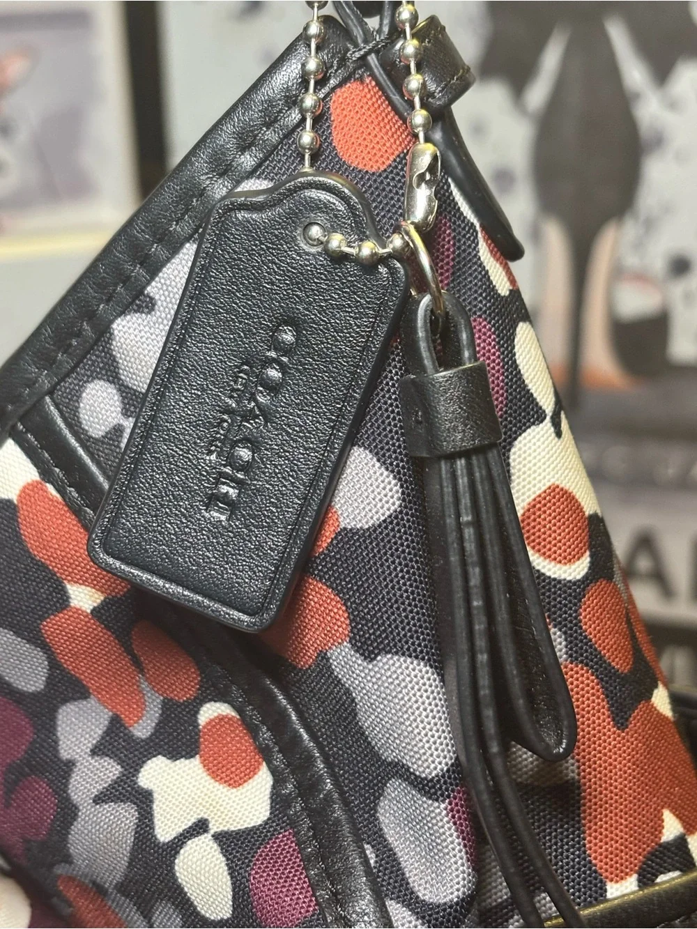 Coach Park Splatter Print Hobo F32893 Black Multicolor Convertible Bag